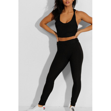 Ensemble legging et top push up noir - 1