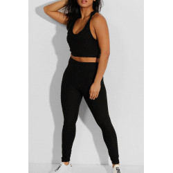 Ensemble legging et top push up noir - 3