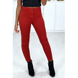 Jeans slim rouge très extensible avec poches à l'arrière - 1