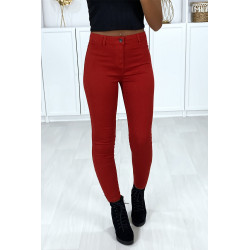 Jeans slim rouge très extensible avec poches à l'arrière - 5