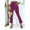 Pantalon patte d'eph lilas avec boutons et poches - 2