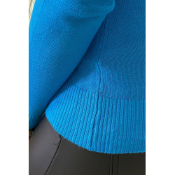 Gilet bleu en maille tricot très extensible et très doux - 8