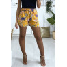 Short moutarde en coton motif fleuris avec poches - 1