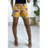 Short moutarde en coton motif fleuris avec poches - 2