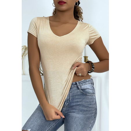 T-shirt beige simple pas chère - 2