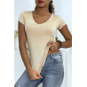 T-shirt beige simple pas chère - 2