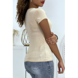 T-shirt beige simple pas chère - 3