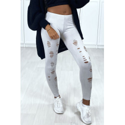 Legging gris matière brillant et extensible effilé à l'avant - 1