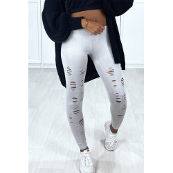 Legging gris matière brillant et extensible effilé à l'avant - 2