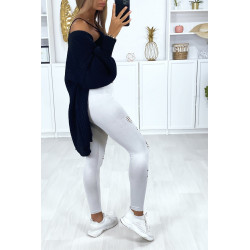 Legging gris matière brillant et extensible effilé à l'avant - 4