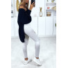 Legging gris matière brillant et extensible effilé à l'avant - 4