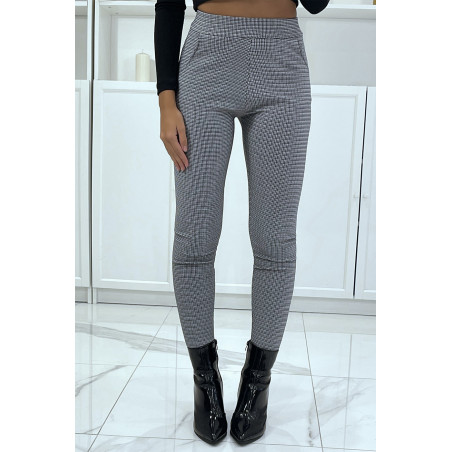 Pantalon slim noir avec poches et joli motif pied de poule - 2