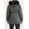 Manteau matelassé multi-poches noir à capuche - 4