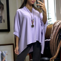 Tunique over size lilas avec collier - 3