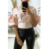 Chemise court en rose avec manches bouffantes - 1