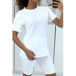 Ensemble T-shirt et cycliste blanc avec ceinture - 3