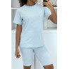 Ensemble T-shirt et cycliste bleu avec ceinture - 2