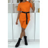 Ensemble T-shirt et cycliste orange avec ceinture - 1