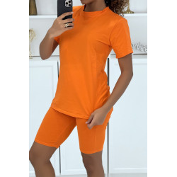 Ensemble T-shirt et cycliste orange avec ceinture - 3
