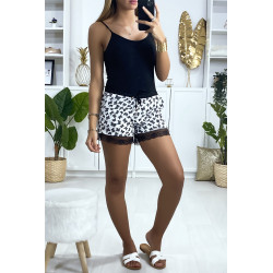 Short blanc motif papillon doublé avec dentelle - 1