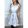 Robe patineuse grise satinée évasée à froufrou - 2