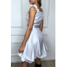 Robe patineuse grise satinée évasée à froufrou - 3