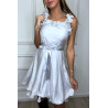 Robe patineuse grise satinée évasée à froufrou - 4