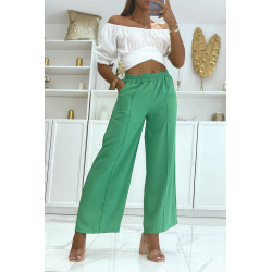 Pantalon palazzo vert léger et confortable - 1