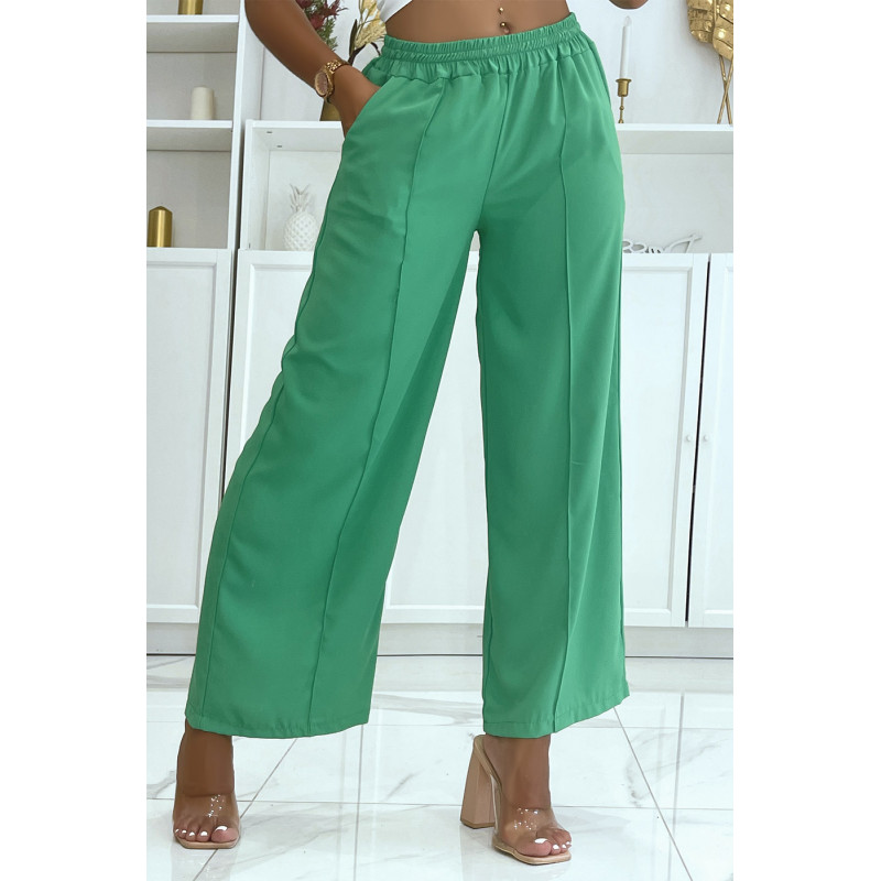 Pantalon palazzo vert léger et confortable - 2