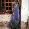 Longue robe plissé lilas avec sublime motif fleuris - 2
