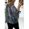 Blouse motif leopard gris avec dentelle au buste - 4