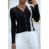 Magnifique gilet noir avec dentelle et broderie blanc et noir - 1