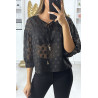 Blouse noir avec lacet devant et motif brillant - 2