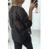 Blouse noir avec lacet devant et motif brillant - 5