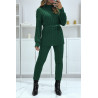 Ensemble pull col haut et pantalon vert en tricot, très chaud pour l'hiver - 1