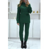 Ensemble pull col haut et pantalon vert en tricot, très chaud pour l'hiver - 2