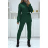 Ensemble pull col haut et pantalon vert en tricot, très chaud pour l'hiver - 4