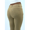 Pantalon slim camel avec poches et boutons avec faux diamant - 4