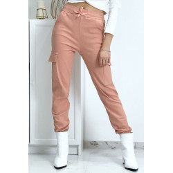 Pantalon treillis rose en strech avec poches - 2