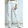 Pantalon treillis blanc en strech avec poches - 2