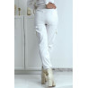 Pantalon treillis blanc en strech avec poches - 6