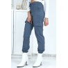 Pantalon treillis bleu en strech avec poches - 6