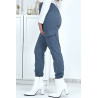 Pantalon treillis bleu en strech avec poches - 7