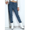 Pantalon treillis bleu en strech avec poches - 10