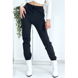 Pantalon treillis noir en strech avec poches - 6