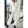 Ensemble blanc gilet et pantalon palazzo en jaquard très extensible - 2