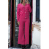 Ensemble fuchsia gilet et pantalon palazzo en jaquard très extensible - 2