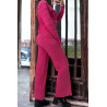 Ensemble fuchsia gilet et pantalon palazzo en jaquard très extensible - 3