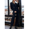 Ensemble noir gilet et pantalon palazzo en jaquard très extensible - 2