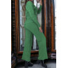 Ensemble vert gilet et pantalon palazzo en jaquard très extensible - 4